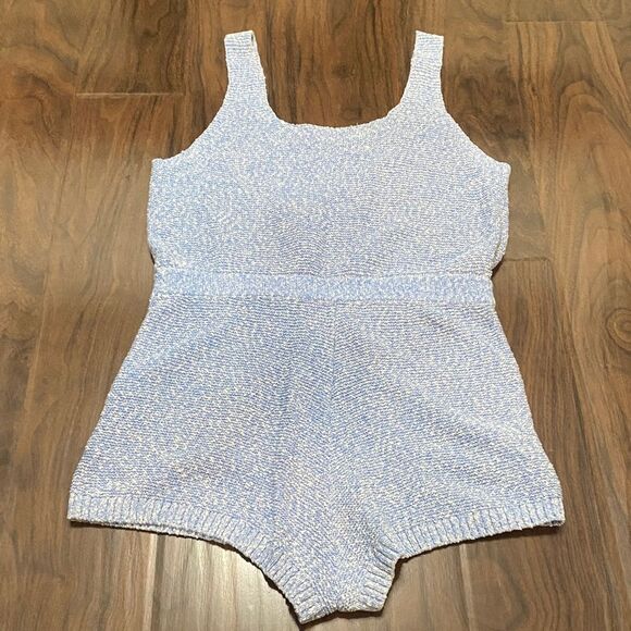 Free People FP Beach Declan Knit Romper Blue Cotton - Picture 6 of 7